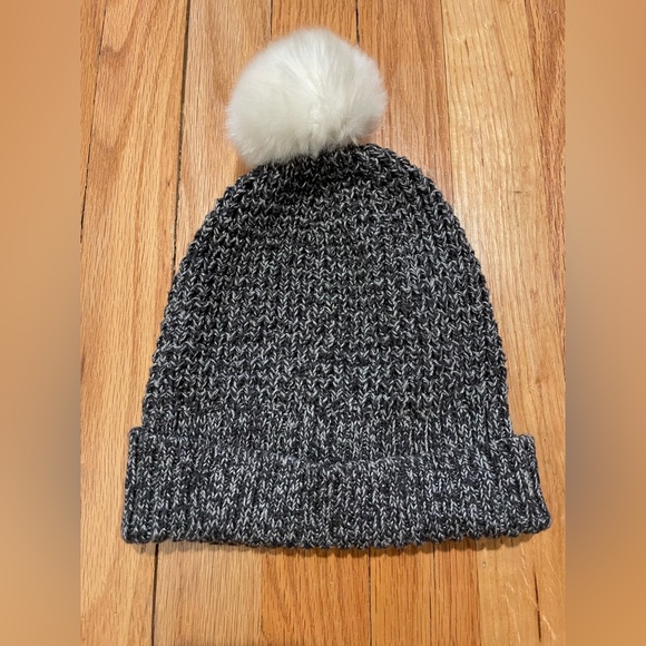 Grey Marled Hat with Pompom - Picture 3 of 3